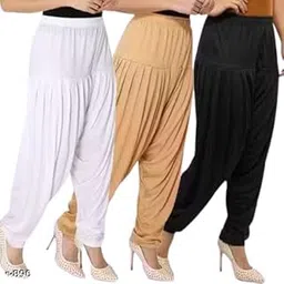 vee ess Ultra Soft Material-Viscose Rayon_Solid_ Attractive Pleated_Pattern_Casual wear Patiala_Pants_for Womens_Set 3-picture-42