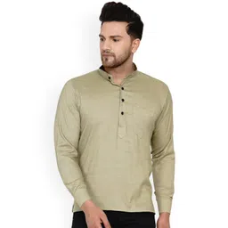 VEERA PARIDHAAN Band Collar Long Roll-Up Sleeves Straight Kurta-picture-37