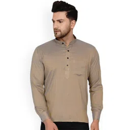 VEERA PARIDHAAN Band Collar Long Roll-Up Sleeves Straight Kurta-picture-12