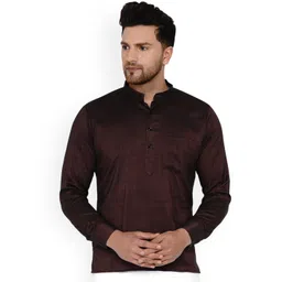 VEERA PARIDHAAN Band Collar Long Roll-Up Sleeves Straight Kurta-picture-26