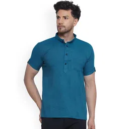 VEERA PARIDHAAN Band Collar Short Sleeves Straight Short Kurta-picture-19