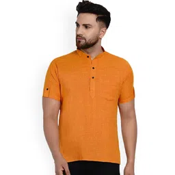VEERA PARIDHAAN Band Collar Short Sleeves Straight Short Kurta-picture-18