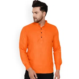 VEERA PARIDHAAN Cotton Mandarin Collar Straight Short Kurta-picture-16