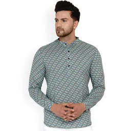 VEERA PARIDHAAN Floral Printed Band Collar Long Roll-Up Sleeves Straight Kurta-picture-29