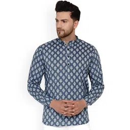 VEERA PARIDHAAN Floral Printed Cotton Mandarin Collar Straight Short Kurta-picture-32