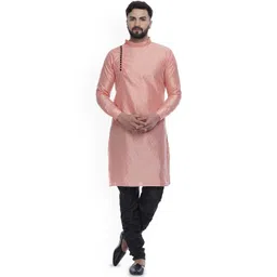 VEERA PARIDHAAN Floral Woven Design Mandarin Collar Jacquard Straight Kurta-picture-11