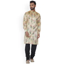 VEERA PARIDHAAN Men Floral Printed Regular Kurta with Churidar-picture-20