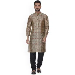VEERA PARIDHAAN Men Floral Printed Regular Kurta with Churidar-picture-17