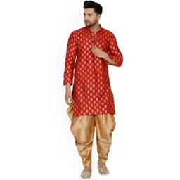 VEERA PARIDHAAN Men Floral Regular Kurta with Dhoti Pants-picture-12
