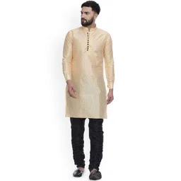 VEERA PARIDHAAN Men Geometric Chikankari Jacquard Kurta-picture-27