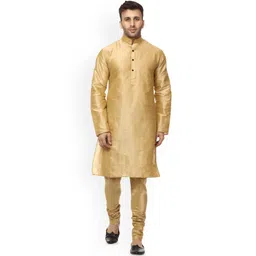 VEERA PARIDHAAN Men Regular Raw Silk Kurta with Trousers-picture-35