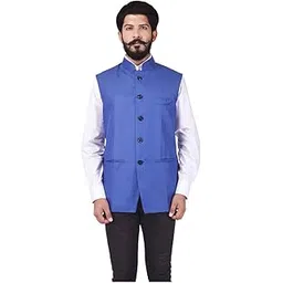 veera paridhaan Men's Cotton Poly Blue Solid Pattern Jacket-picture-15