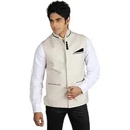 veera paridhaan Men's Solid Beige Colour Nehru Jacket-picture-44