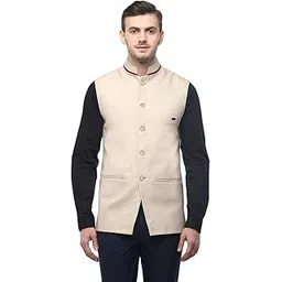 veera paridhaan Men's Solid Beige Colour Nehru Jacket-picture-21