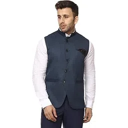 veera paridhaan Plain Chinese Collar Sleeveless Cotton Poly Nehru Jacket-picture-27
