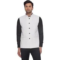 veera paridhaan Rayon Sequence Nehru Jacket for Men (White)-picture-11