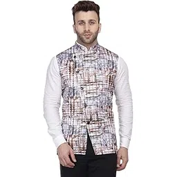 veera paridhaan Satin based Multi Print Grey Nehru Jacket-picture-11