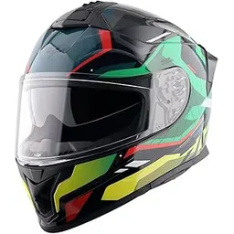 Vega Zap Volt D/V ISI and DOT Certified Gloss Finish Full Face Helmet for Men with Dual Visors and Spoiler-Black Red-M-picture-13