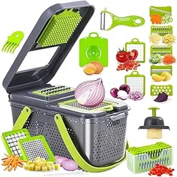 Vegetable Chopper,22-in-1 Multi-Function Food Chopper,Professional Onion Chopper with 13 Blades,Kitchen-Food Chopper with Container for Tomato,Potato,Fruits -Easy Clean & Storage (13 Blade)-image-5