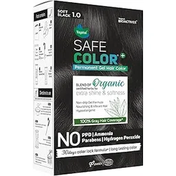 Vegetal Safe Color Organic Permanent Gel Hair Colour, Soft Black 1.0-190ml.- Chemical-Free with Natural Herbs-picture-41