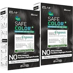 Vegetal Safe Color+ Permanent Gel Hair Colour, Soft Black 1.0, 70ml (Pack of 2) - Chemical-Free with Organic Herbs-picture-55