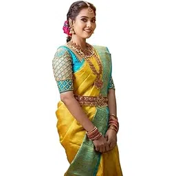 veglari Soft Jacqurad Kanchi Pattu Kanjivarm Traditional Banarasi South Indian Style Silk Sarees With Blouses Piecs-picture-22