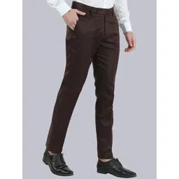 VEI SASTRE Men Smart Slim Fit Formal Trousers-picture-41