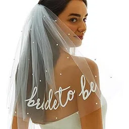 Veil for Bride, Bride to Be Veil – White Tulle Bridal Veil with Pearls & Hair Comb, Bachelorette Party Accessories Bridal Shower Decor Engagement Gift for Bride-to-Be-picture-17