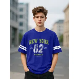 VEIRDO Boys Typography Printed Drop-Shoulder Sleeves Pure Cotton Oversized T-Shirt-picture-16