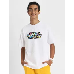 VEIRDO Boys Typography Printed Pure Cotton Raw Edge T-shirt-picture-38