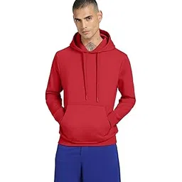 veirdo Fleece Regular Fit Hooded Sweatshirt Full Sleeves Jumper Red Solid Winter Sweatshirt for Men (W_05_RED_XL)-picture-41