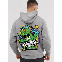 VEIRDO Grey Graphic Printed Hooded Fleece Oversized Sweatshirt-picture-23