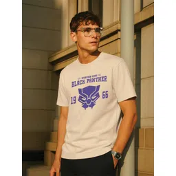 VEIRDO Men Black Panther Graphic Printed Round Neck Cotton T-shirt-picture-32