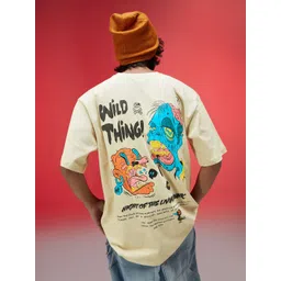 VEIRDO Men Printed Drop-Shoulder Sleeves Pure Cotton Applique T-shirt-picture-34