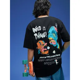 VEIRDO Men Printed Drop-Shoulder Sleeves Pure Cotton Applique T-shirt-picture-36