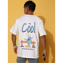 VEIRDO Men Printed Drop-Shoulder Sleeves Pure Cotton T-shirt-picture-31