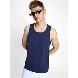 VEIRDO Men Solid Pure Cotton Sleeveless T-shirt with Mask-picture-37