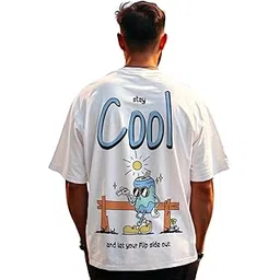 veirdo Men's Cotton Oversized Fit® Oversized Baggy Fit Drop Shoulder Cool and Stylish Latest Graphic Printed Design Half Sleeve T-Shirt (Available Sizes: S to 2XL)-picture-23