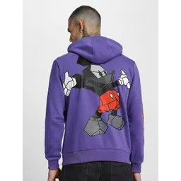 VEIRDO Purple Mickey Mouse Printed Long Sleeves Fleece Pullover Hooded Sweatshirt-picture-11