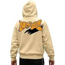 veirdo Veirdo® Cotton Fleece Regular Fit Hooded Sweatshirt Lastest Back Graphic Printed Winter Hoodies for Men (Available Colors: Marine Green, Marshmellow, Black, SOYA Bean, Orange & Blue)-picture-43