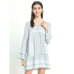 Veldress Blue Printed A-Line Dress-picture-21