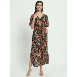 VELDRESS Floral Print Flared Sleeve Maxi Midi Dress-picture-38