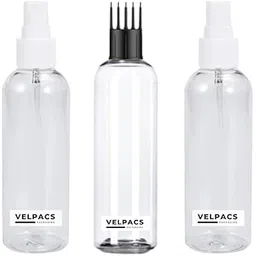 Velpacs 200ml Empty Plastic Bottle for hair application (2 Mist Spray + 1 Applicator) Pack of 3 | Perfect For Rosemary Tea, Perfume, Rosewater, Travel Friendly-picture-31