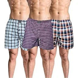 velsora Men's 100% Cotton Boxer Shorts in Regular Fit (Pack of 3)-picture-31