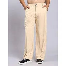 veltick Baggy Mid Rise Beige Men Lycra Blend Trousers-picture-45