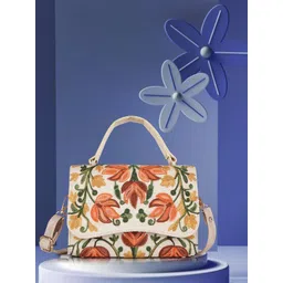 VELUCIA Floral Embellished Structured Sling Bag With Quilted-picture-22