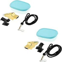 VELURA 2PCs Pealess Sport Coaches Whistle for Football Soccer Safety Referee Gold|2 Set Coaches Whistle (1 Whistle + 1 Finger Clip +|Safety Whistles| Outdoor Sports |Sporting Goods-image-3