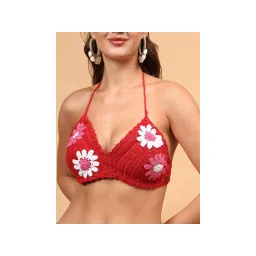 Velvery Floral Halterneck Bralette Beachwear - Red-picture-12