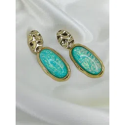 VELVET IMPERIAL Gold-Plated Oval Shaped Drop Earrings-picture-39
