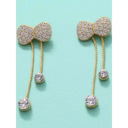 Vembley Gold-Plated Alloy Cubic Zirconia Contemporary Drop Earrings-picture-36